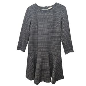 LOFT Southwestern Aztec Geometric Black White Fit Flare Dress 3/4 M